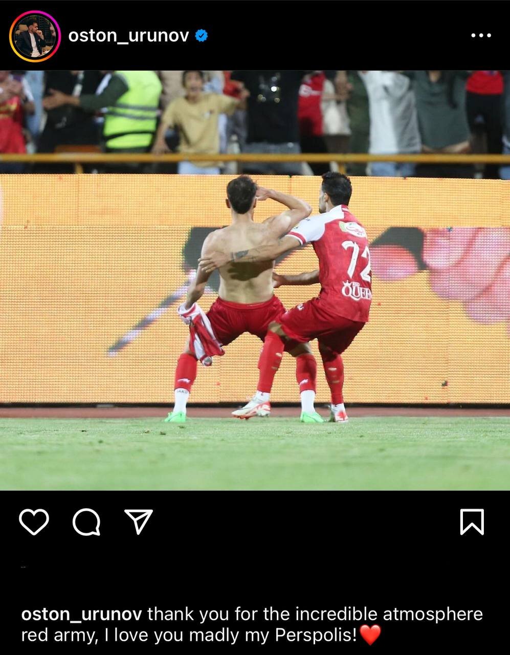 عکس‌| اوستون اورونوف: دیوانه‌وار عاشق پرسپولیسم!